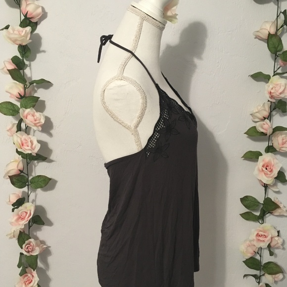 American Eagle *Halter* Top with Floral Mesh Trim - Picture 2 of 7